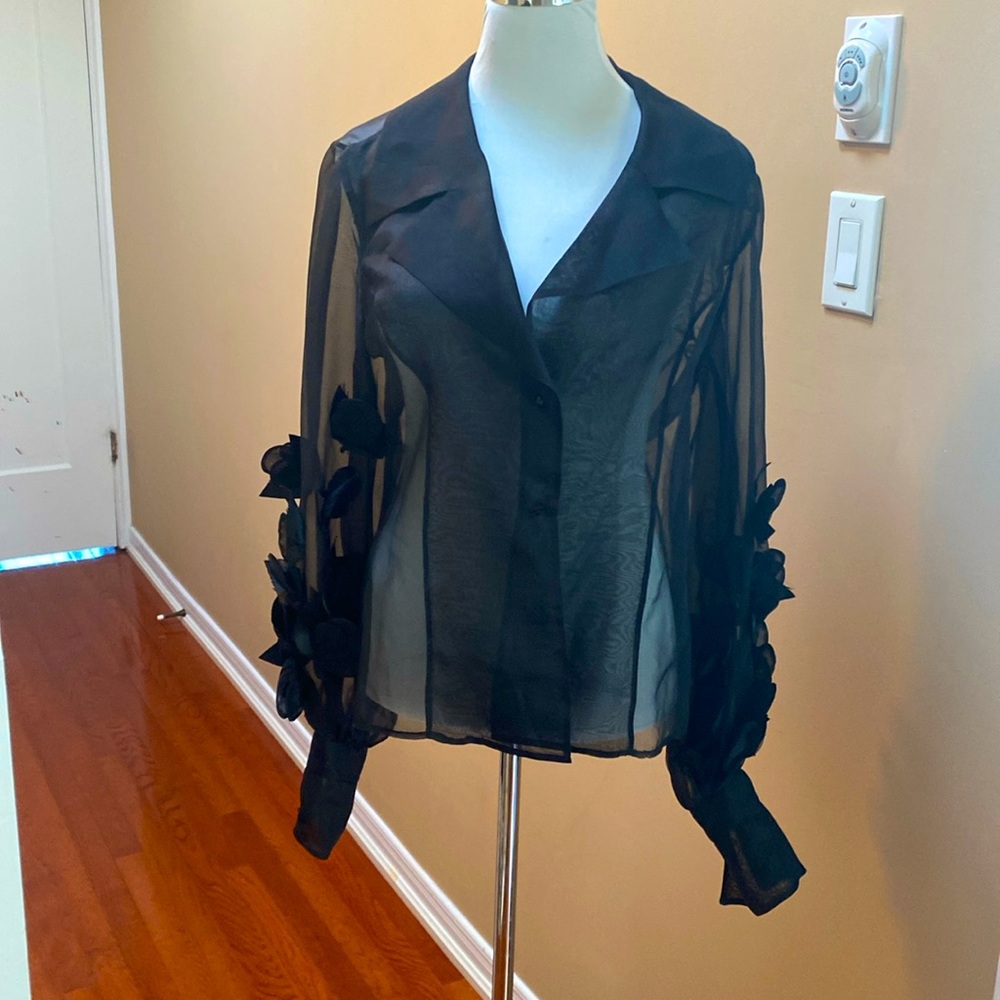 Elegant Black Sheer Women's Blousee